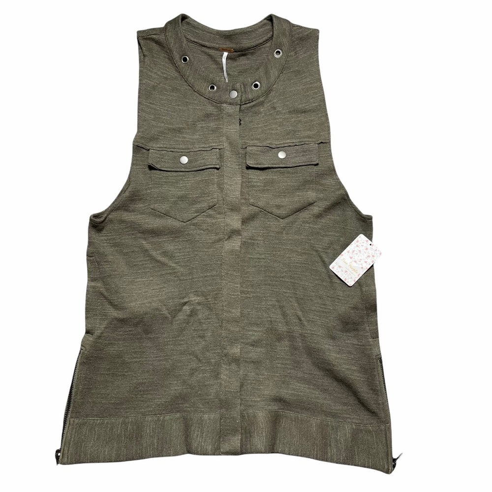 Free People Dark Olive Highway Sleeveless Vest S